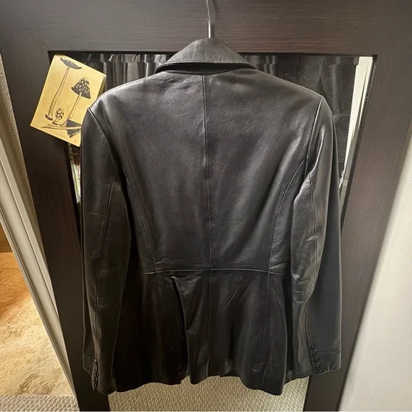 Reformation x Veda Bowery Leather Blazer in Black Size Medium M - Picture 9 of 10
